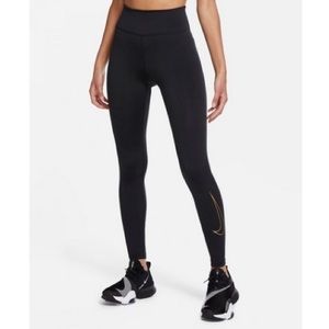 Black Nike Leggings with Sparkly Gold swish